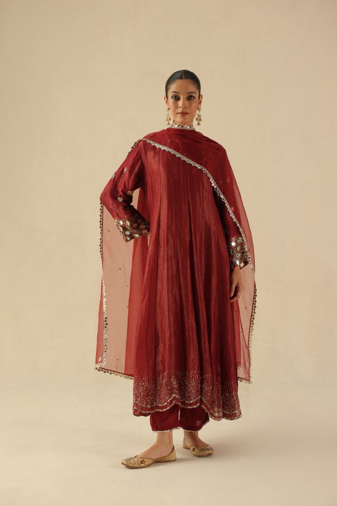 Afsana garnet kalidar set
