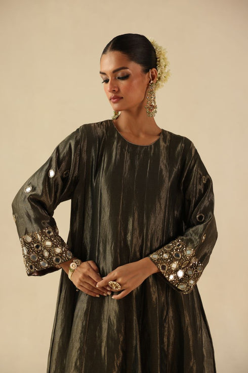 Afsana olive green kalidar set