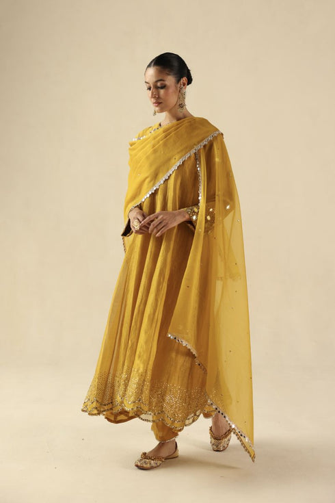 Afsana yellow kalidar set