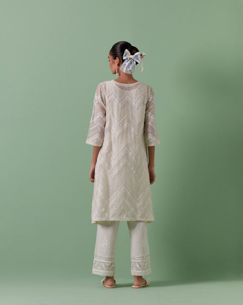 Aheli off white A-line short kurta set