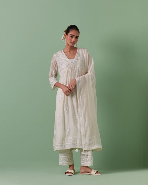 Aheli off white kurta dress set