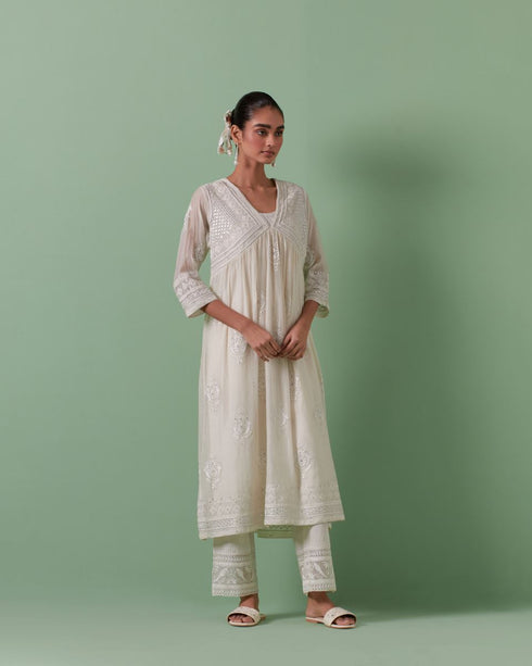 Aheli off white kurta dress set