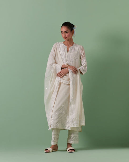 Aheli off white patchwork kurta set