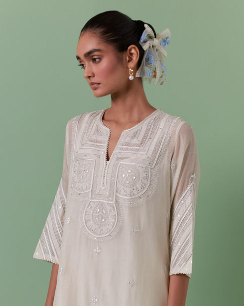 Aheli off white patchwork kurta set