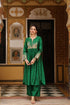Ahista green mayur applique frockstyle kurta set
