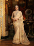 Ahista ivory mayur applique sari set