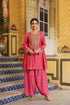 Ahista pink printed pheran short kurta set