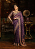 Ahista purple mayur applique border sari set