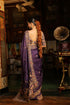 Ahista purple mayur applique border sari set