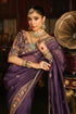Ahista purple mayur applique border sari set