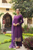 Ahista purple mayur applique long kurta set