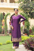 Ahista purple mayur applique long kurta set
