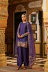 Ahista purple mayur applique short kurta with heavy dupatta set