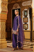 Ahista purple mayur applique short kurta with heavy dupatta set