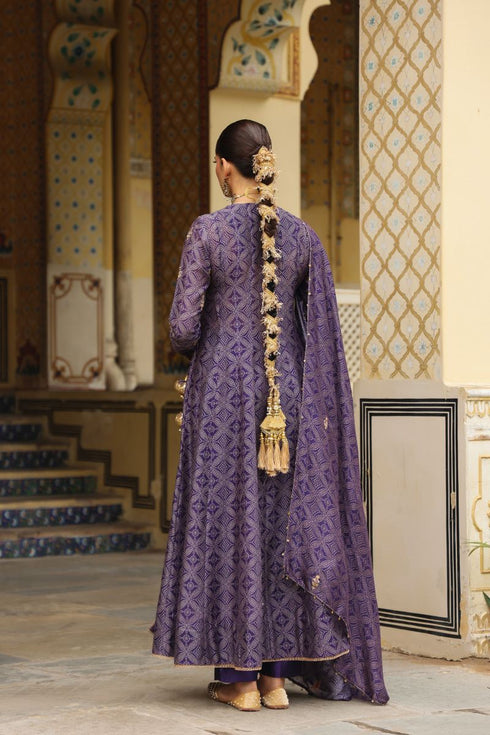 Ahista purple printed angrakha set
