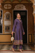Ahista purple printed mayur applique long kurta set