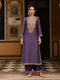 Ahista purple printed pakhi yoke heavy straight kurta set