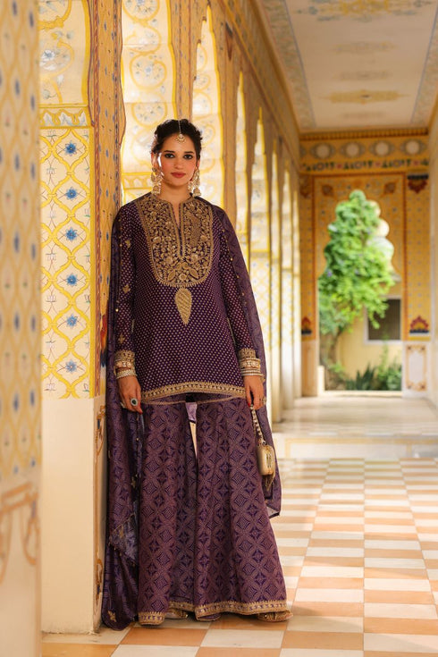 Ahista purple printed sharara set
