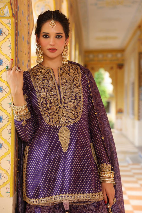 Ahista purple printed sharara set
