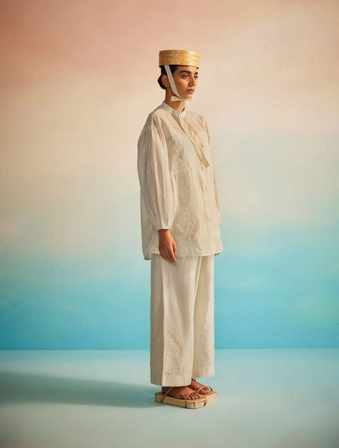 Akai Ito ivory mandarin shirt set