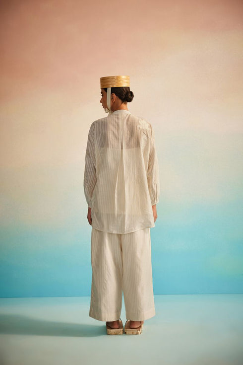 Akai Ito ivory mandarin shirt set