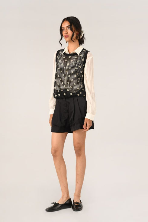 Albertine black rib vest