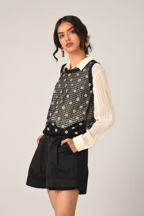 Albertine black rib vest