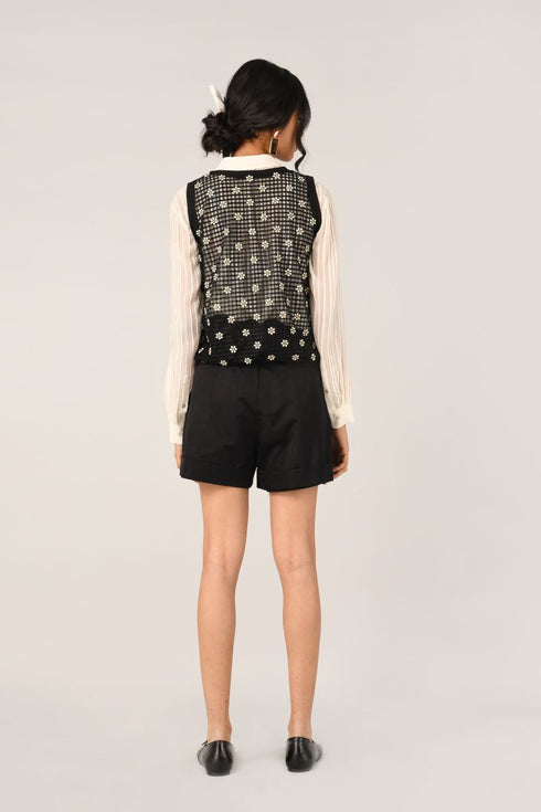 Albertine black rib vest