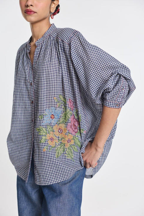 Alexander blue gingham check shirt