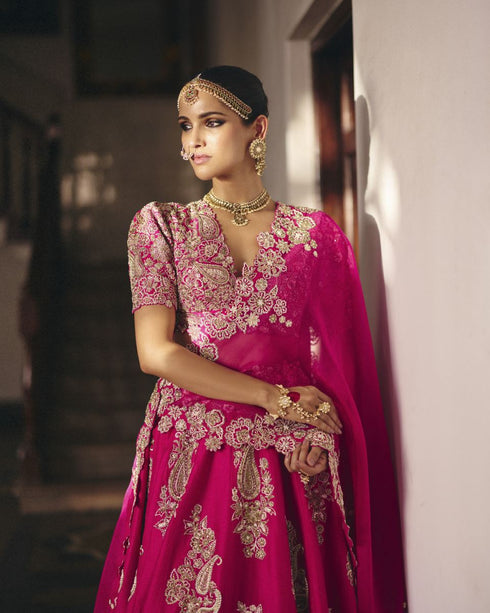 Allika fuchsia pink lehenga set