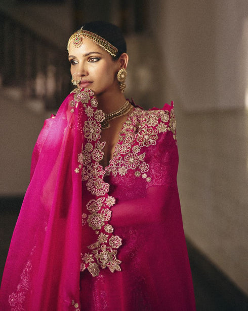 Allika fuchsia pink lehenga set