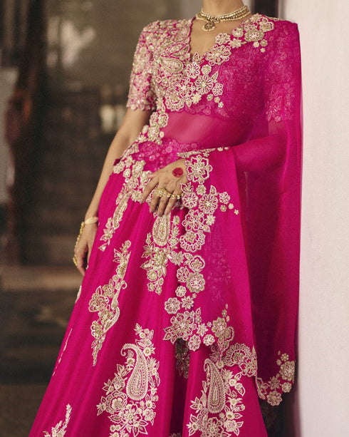 Allika fuchsia pink lehenga set