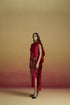 Amaryllis red drape detail straight dress