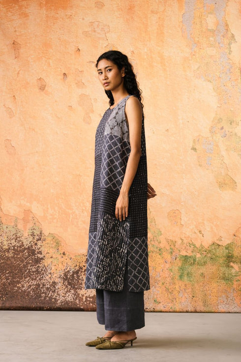Amaya stone blue tunic pants set with luna jacket