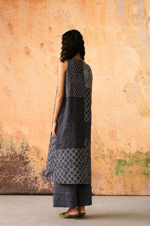 Amaya stone blue tunic pants set with luna jacket