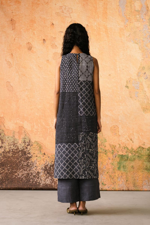 Amaya stone blue tunic pants set with luna jacket