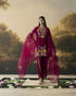 Amber cherry red contrast cordwork flared short kurta with tulip pants