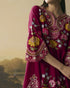 Amber cherry red contrast cordwork flared short kurta with tulip pants
