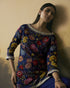 Amber cobalt blue floral bloom short kurta with sharara