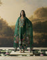 Amber emerald green contrast floral cordwork kurta with pants