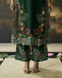 Amber emerald green contrast floral cordwork kurta with pants