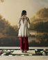 Amber ivory contrast paisley flared short kurta with bell bottom pants