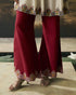 Amber ivory contrast paisley flared short kurta with bell bottom pants