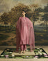 Amber pink cutwork and beadwork kurta with narrow pants