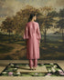 Amber pink cutwork and beadwork kurta with narrow pants