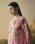 Amber pink floral medley flared kurta with narrow pants