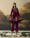 Amber cherry red contrast cordwork flared short kurta with tulip pants