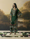 Amber emerald green contrast floral cordwork kurta with pants