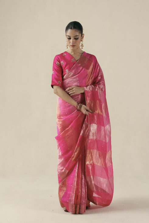 Amber fuchsia sari with blouse