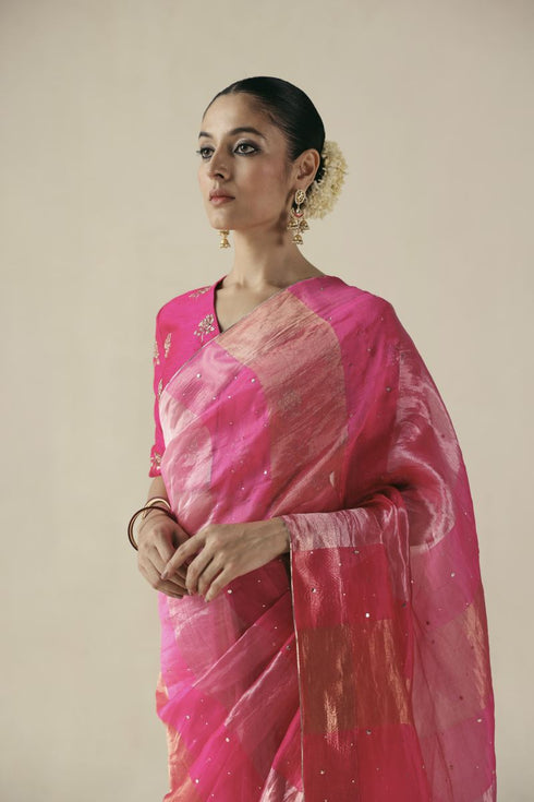 Amber fuchsia sari with blouse